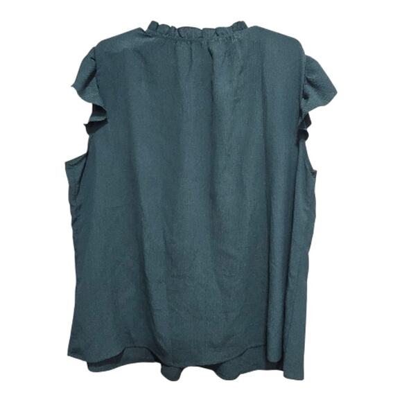 NWT BloomChic Ruffle Neck Flutter Sleeve Blouse Teal Size 18–20 - Picture 2 of 8